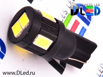   Светодиодная автолампа  T10 - W5W - 6 SMD 5630 Black