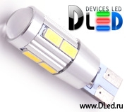   Светодиодная автолампа T10 - W5W - 10 SMD 5630 + Линза (с обманкой)