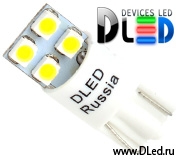   Светодиодная автолампа DLed T10 - W5W - 4 SMD 3528 односторонняя