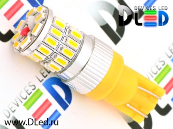   Светодиодная лампа для авто T10 - W5W - 36 SMD3014 + Стабилизатор (желтая)
