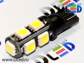   Светодиодная автолампа T10 - W5W - 9 SMD 5050 Black